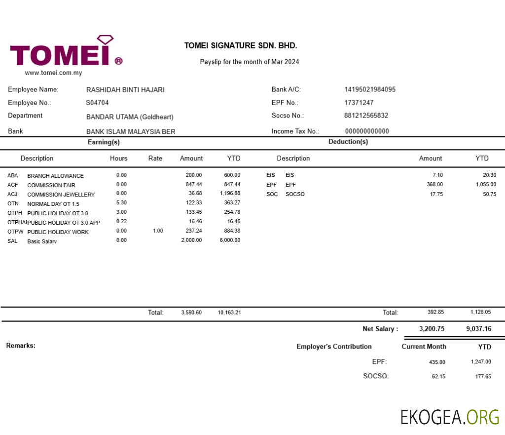 Modèle de fiche de paie pour bijoux Tomei Signature aux formats Word et PDF.pdf, 1